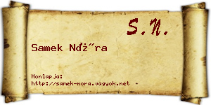 Samek Nóra névjegykártya